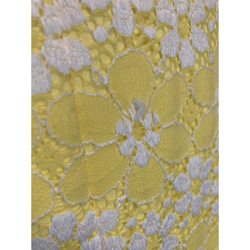 Yellow Floral Lace Dress Womens 16 Sheath Whimsical Kawaii Twee Coquette - Picture 5 of 15
